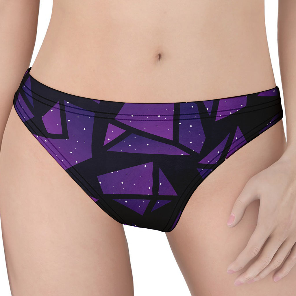 Purple Crystal Cosmic Galaxy Space Print Women's Thong