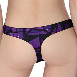 Purple Crystal Cosmic Galaxy Space Print Women's Thong