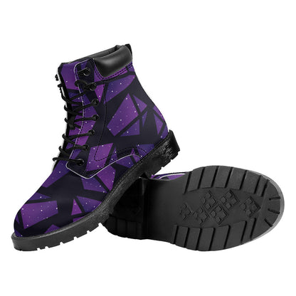 Purple Crystal Cosmic Galaxy Space Print Work Boots