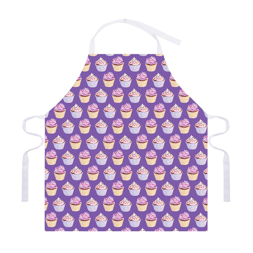 Purple Cupcake Pattern Print Adjustable Apron