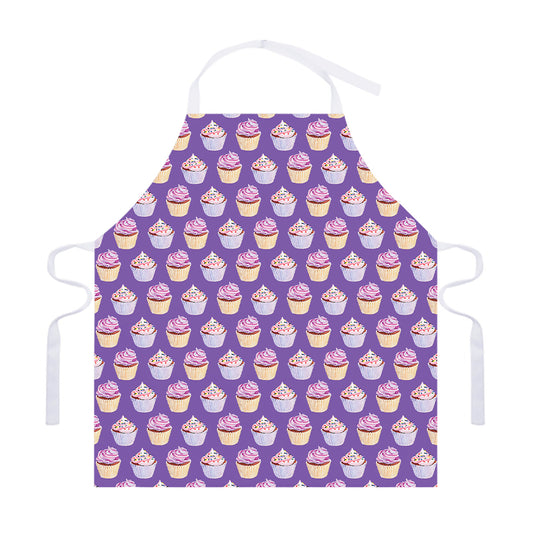 Purple Cupcake Pattern Print Adjustable Apron