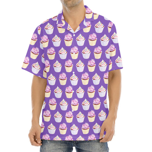 Purple Cupcake Pattern Print Aloha Shirt