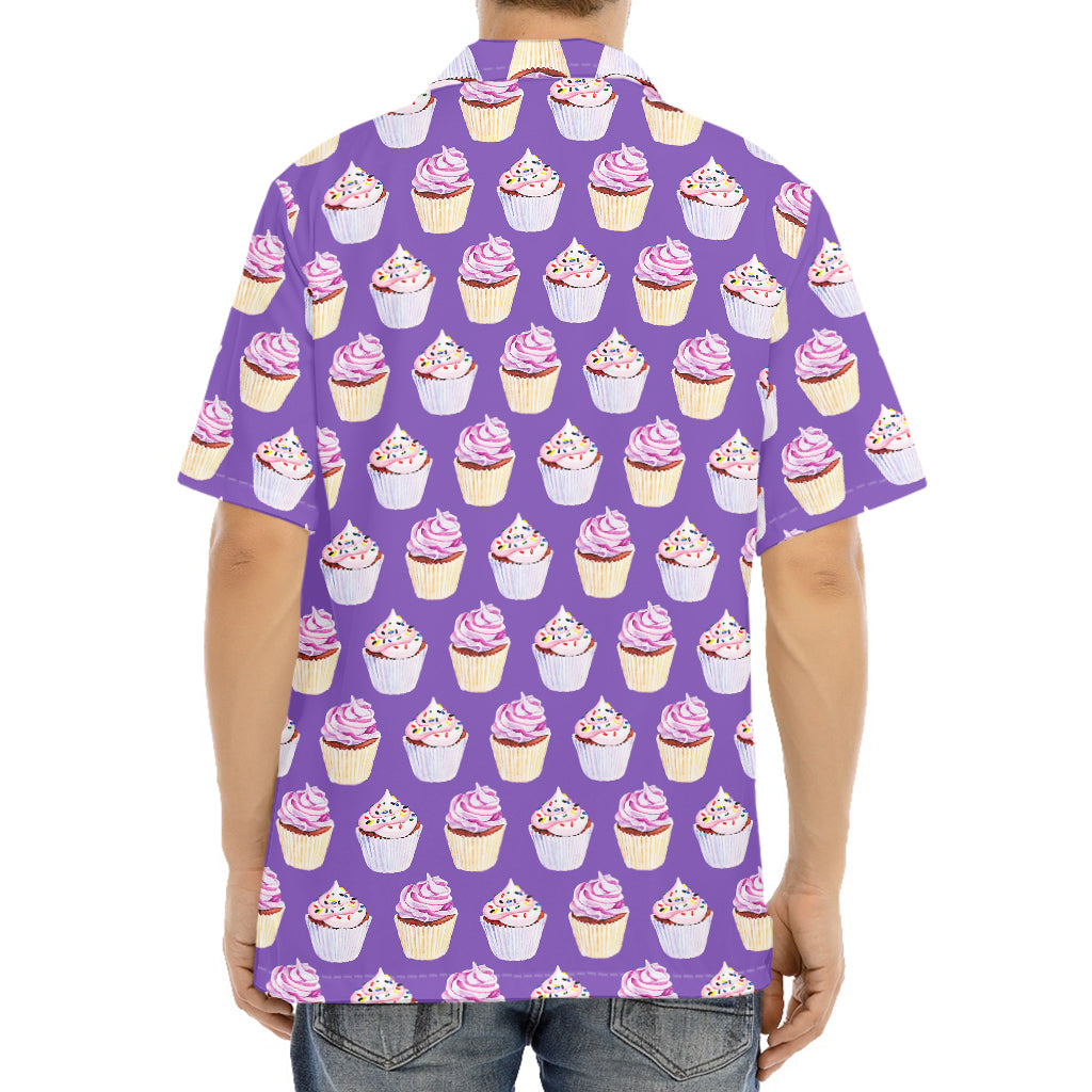 Purple Cupcake Pattern Print Aloha Shirt