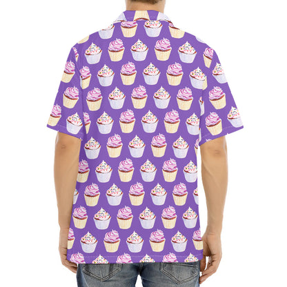 Purple Cupcake Pattern Print Aloha Shirt