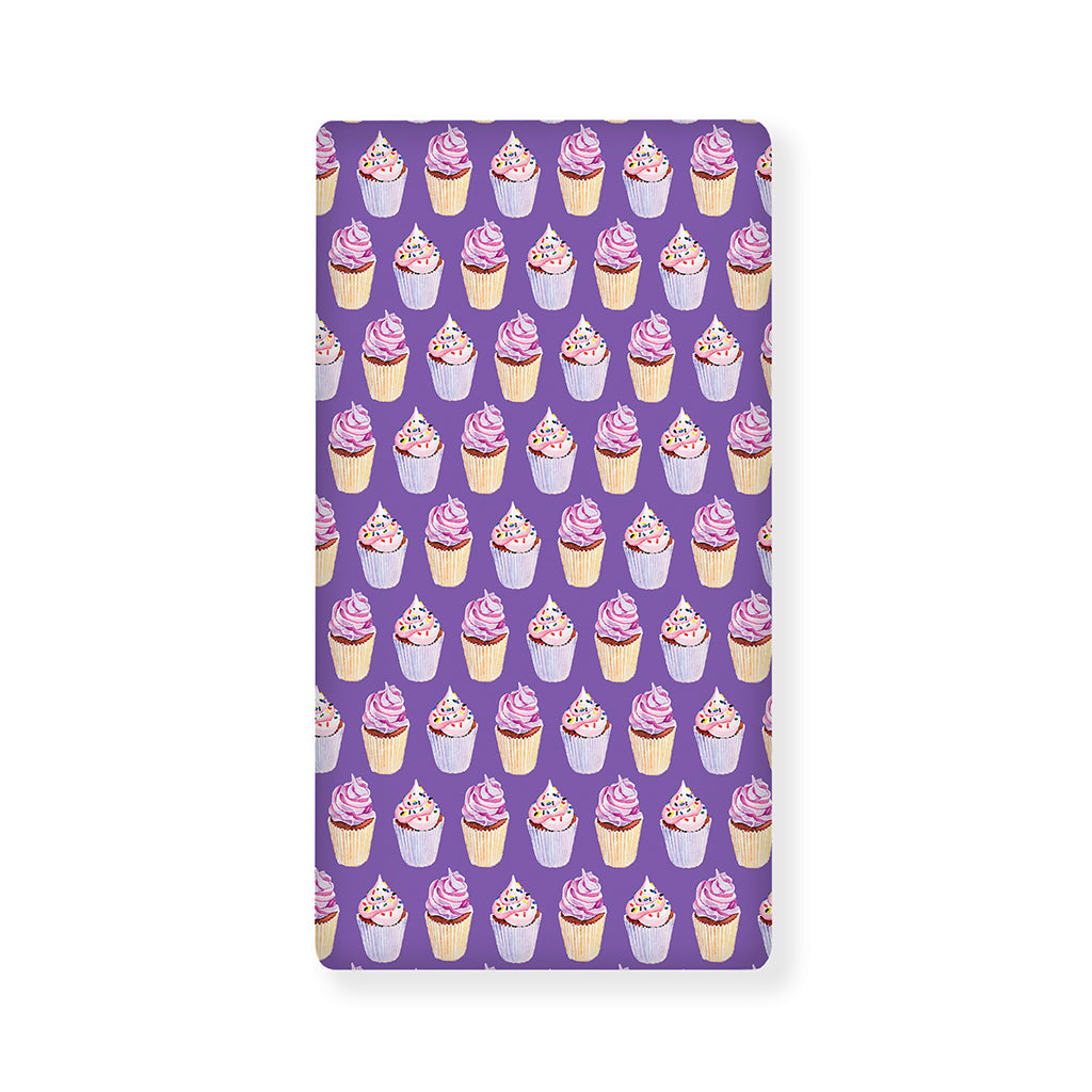 Purple Cupcake Pattern Print Baby Crib Sheet