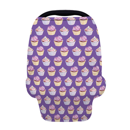 Purple Cupcake Pattern Print Baby Seat Cover