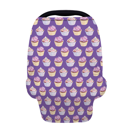 Purple Cupcake Pattern Print Baby Seat Cover