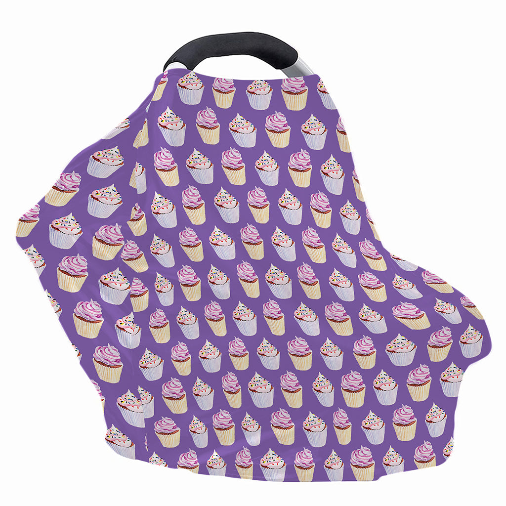 Purple Cupcake Pattern Print Baby Seat Cover