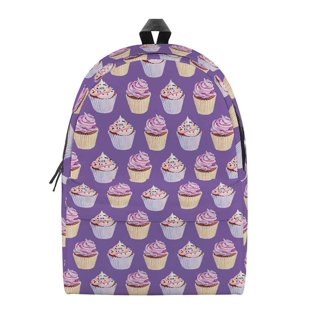 Purple Cupcake Pattern Print Backpack