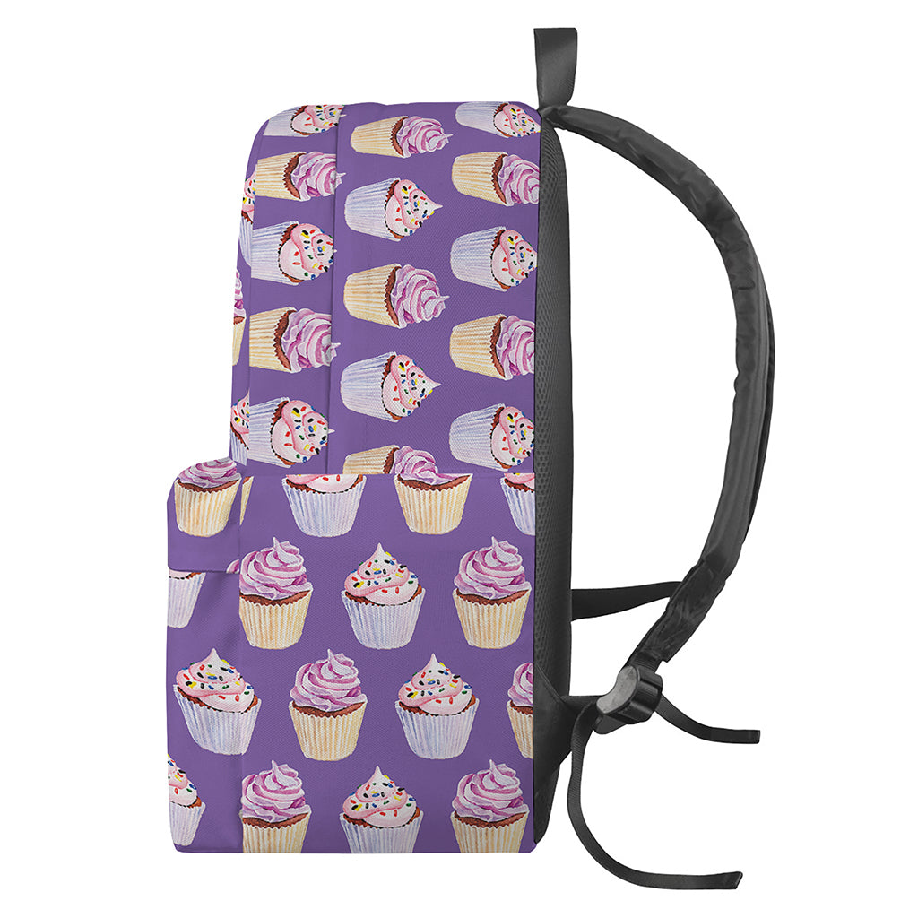 Purple Cupcake Pattern Print Backpack