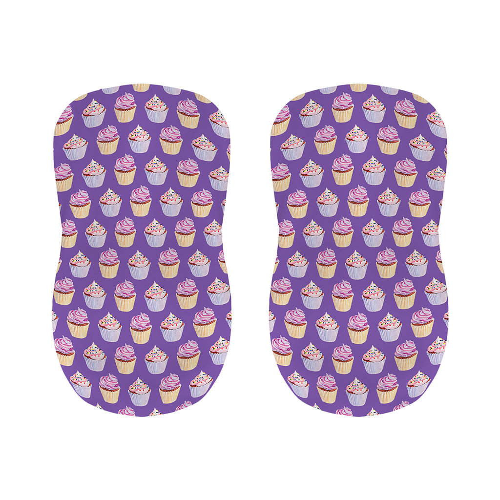 Purple Cupcake Pattern Print Bar Stool Covers