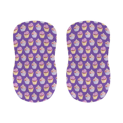 Purple Cupcake Pattern Print Bar Stool Covers
