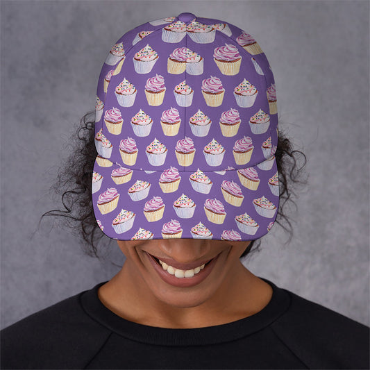 Purple Cupcake Pattern Print Baseball Cap