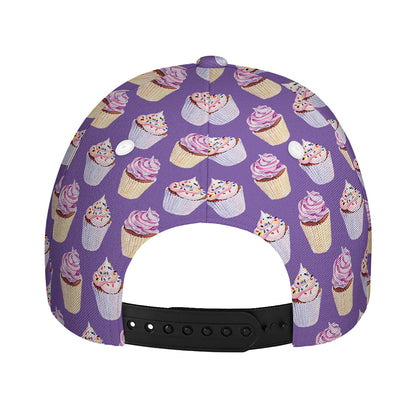 Purple Cupcake Pattern Print Baseball Cap