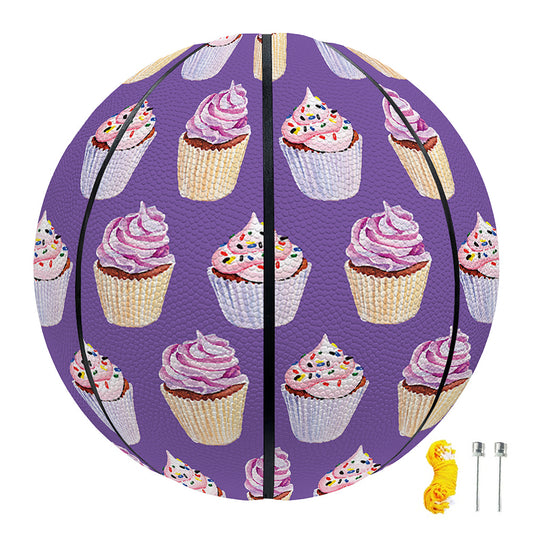 Purple Cupcake Pattern Print Basketball