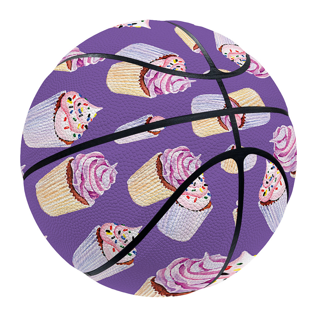 Purple Cupcake Pattern Print Basketball