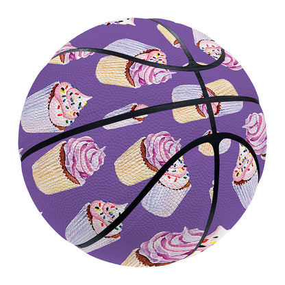 Purple Cupcake Pattern Print Basketball