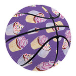 Purple Cupcake Pattern Print Basketball
