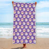 Purple Cupcake Pattern Print Beach Towel