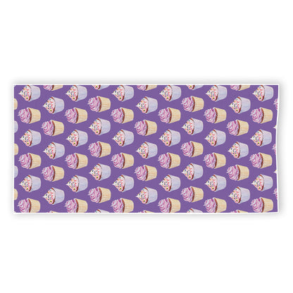 Purple Cupcake Pattern Print Beach Towel