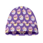 Purple Cupcake Pattern Print Beanie