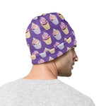 Purple Cupcake Pattern Print Beanie