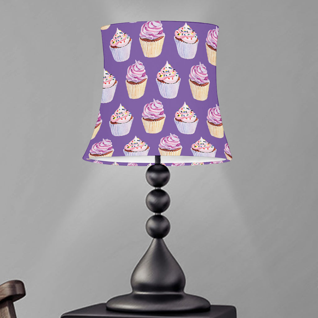 Purple Cupcake Pattern Print Bell Lamp Shade