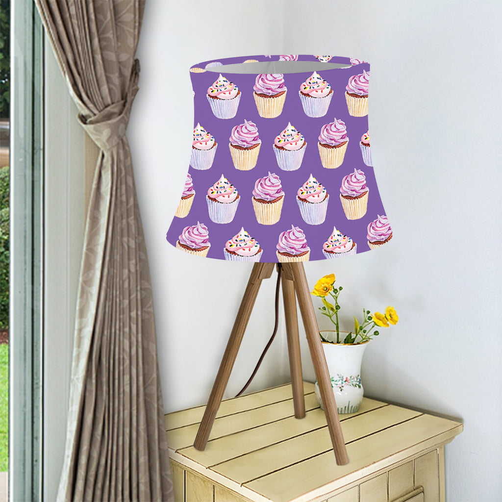 Purple Cupcake Pattern Print Bell Lamp Shade