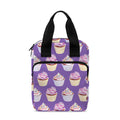 Purple Cupcake Pattern Print Bible Tote Bag