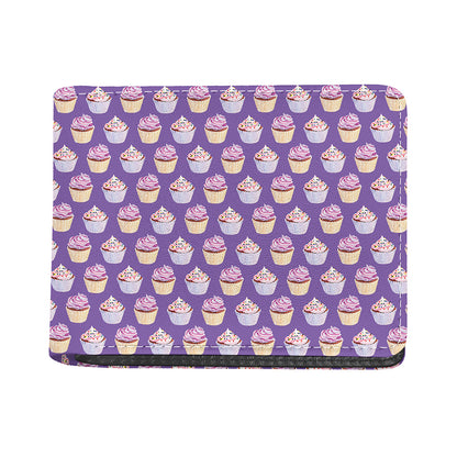 Purple Cupcake Pattern Print Bifold Wallet