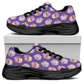 Purple Cupcake Pattern Print Black Chunky Shoes