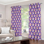 Purple Cupcake Pattern Print Blackout Grommet Curtains