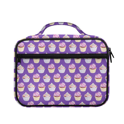 Purple Cupcake Pattern Print Briefcase Bible Bag