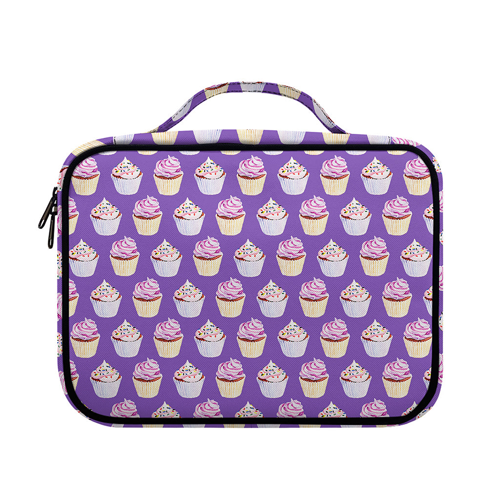 Purple Cupcake Pattern Print Briefcase Bible Bag