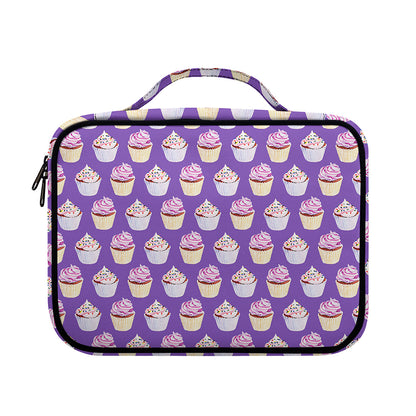 Purple Cupcake Pattern Print Briefcase Bible Bag
