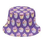 Purple Cupcake Pattern Print Bucket Hat