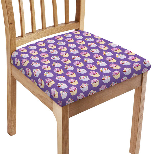 Purple Cupcake Pattern Print Chair Cushion Cover
