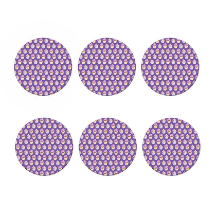 Purple Cupcake Pattern Print Coaster Set