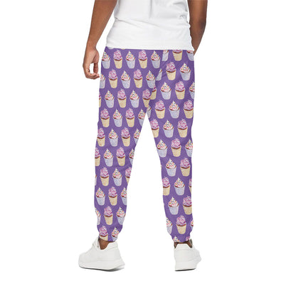 Purple Cupcake Pattern Print Cotton Pants