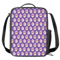 Purple Cupcake Pattern Print Crossbody Lunch Bag