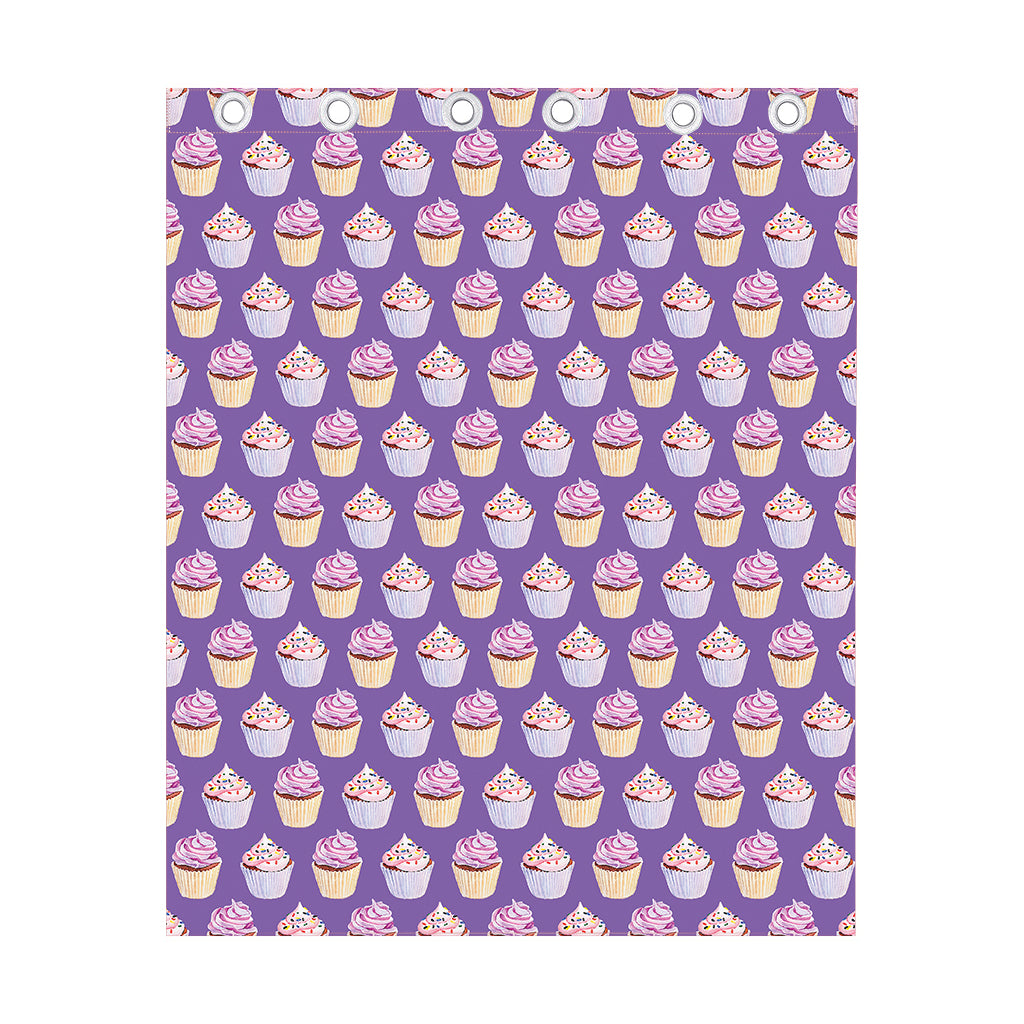 Purple Cupcake Pattern Print Curtain