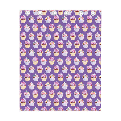 Purple Cupcake Pattern Print Curtain