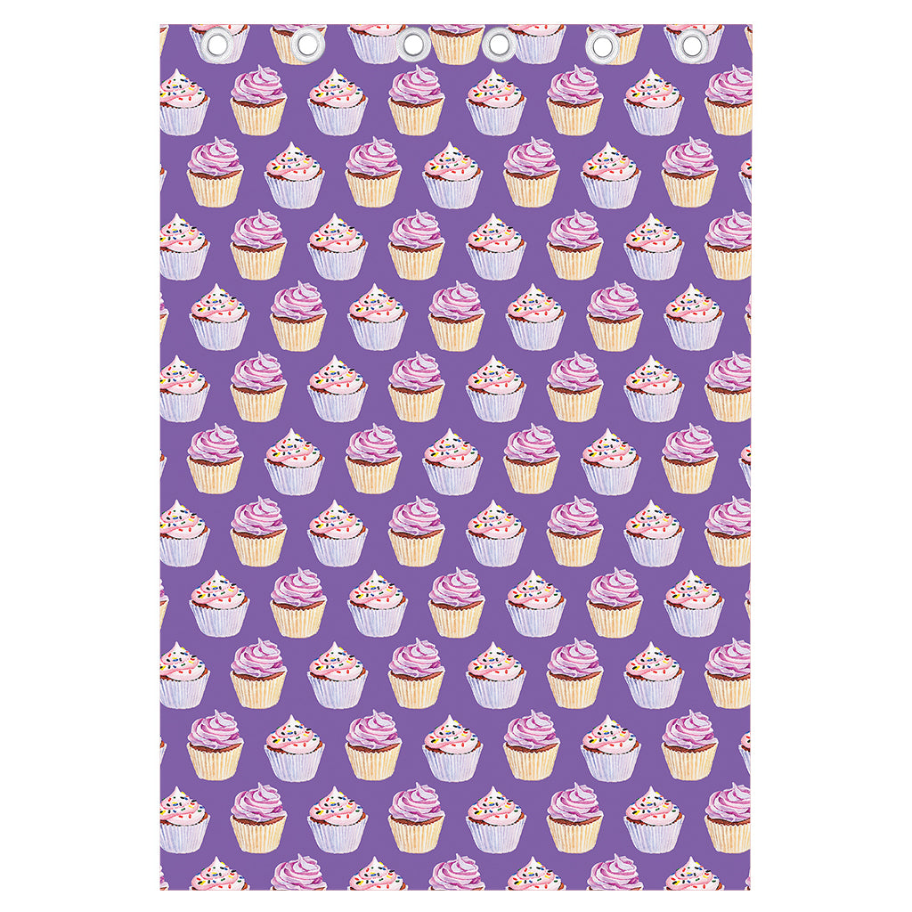 Purple Cupcake Pattern Print Curtain