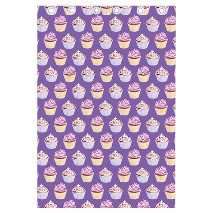 Purple Cupcake Pattern Print Curtain