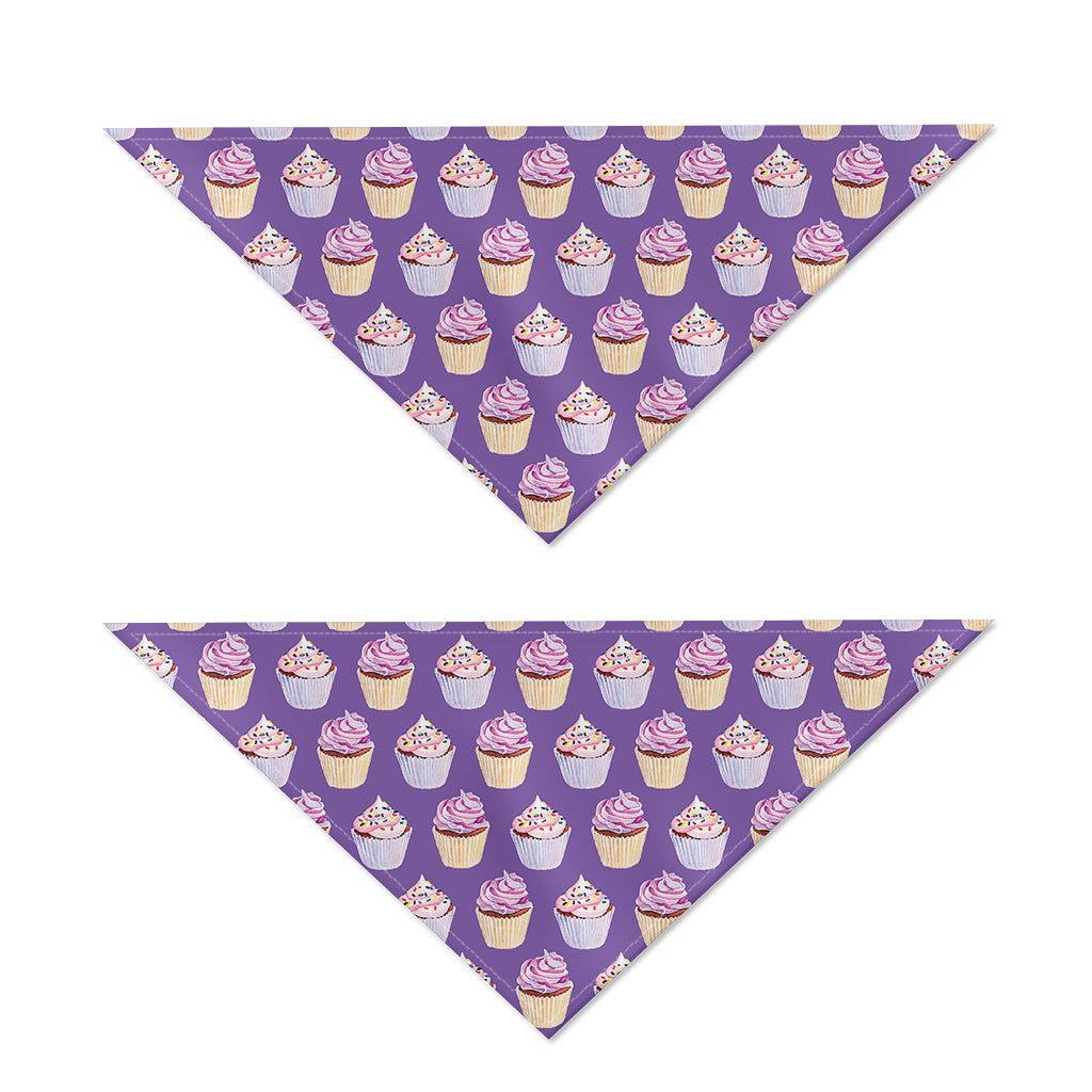 Purple Cupcake Pattern Print Dog Bandana