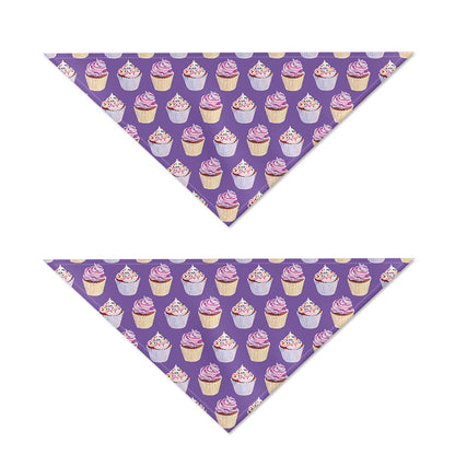 Purple Cupcake Pattern Print Dog Bandana