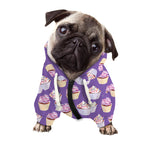 Purple Cupcake Pattern Print Dog Zip Up Hoodie