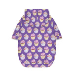 Purple Cupcake Pattern Print Dog Zip Up Hoodie