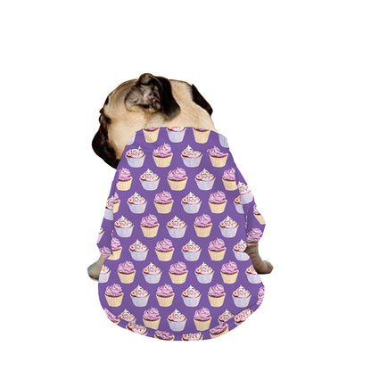 Purple Cupcake Pattern Print Dog Zip Up Jacket