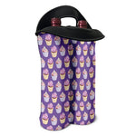 Purple Cupcake Pattern Print Double Neoprene Wine Tote